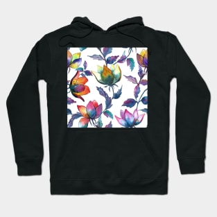 Exotic tropical flower. Colorful fantasy floral composition. Ink and watercolor illustration Hoodie